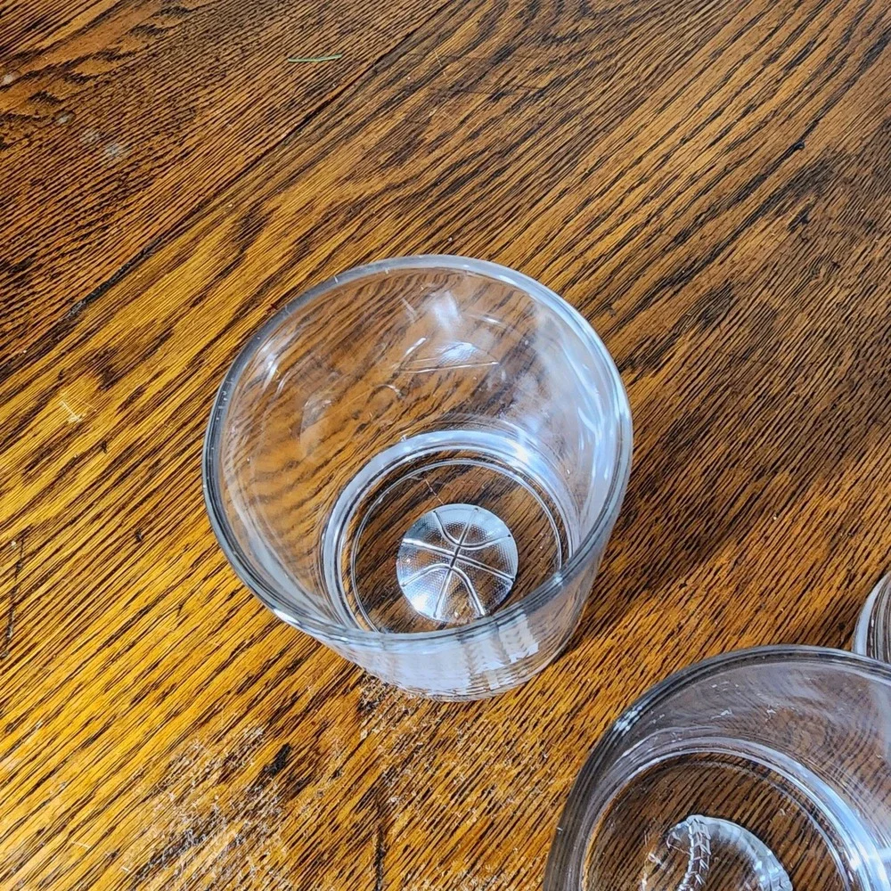 3 Jim Beam Etched Whiskey Glasses - Basketball,Golfball Baseball On bottom
